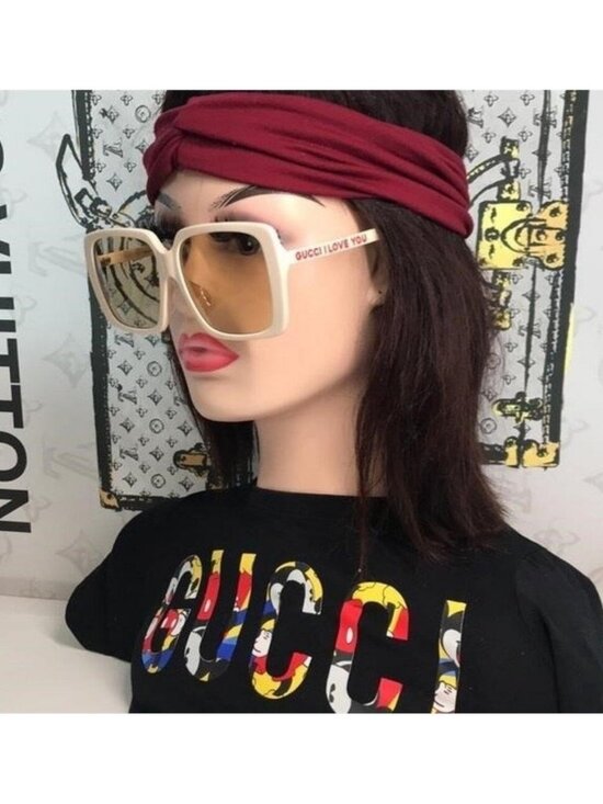 New Authentic Gucci GG0567SAN 006 Cream Sunglasses with Yellow Lenses main image 11